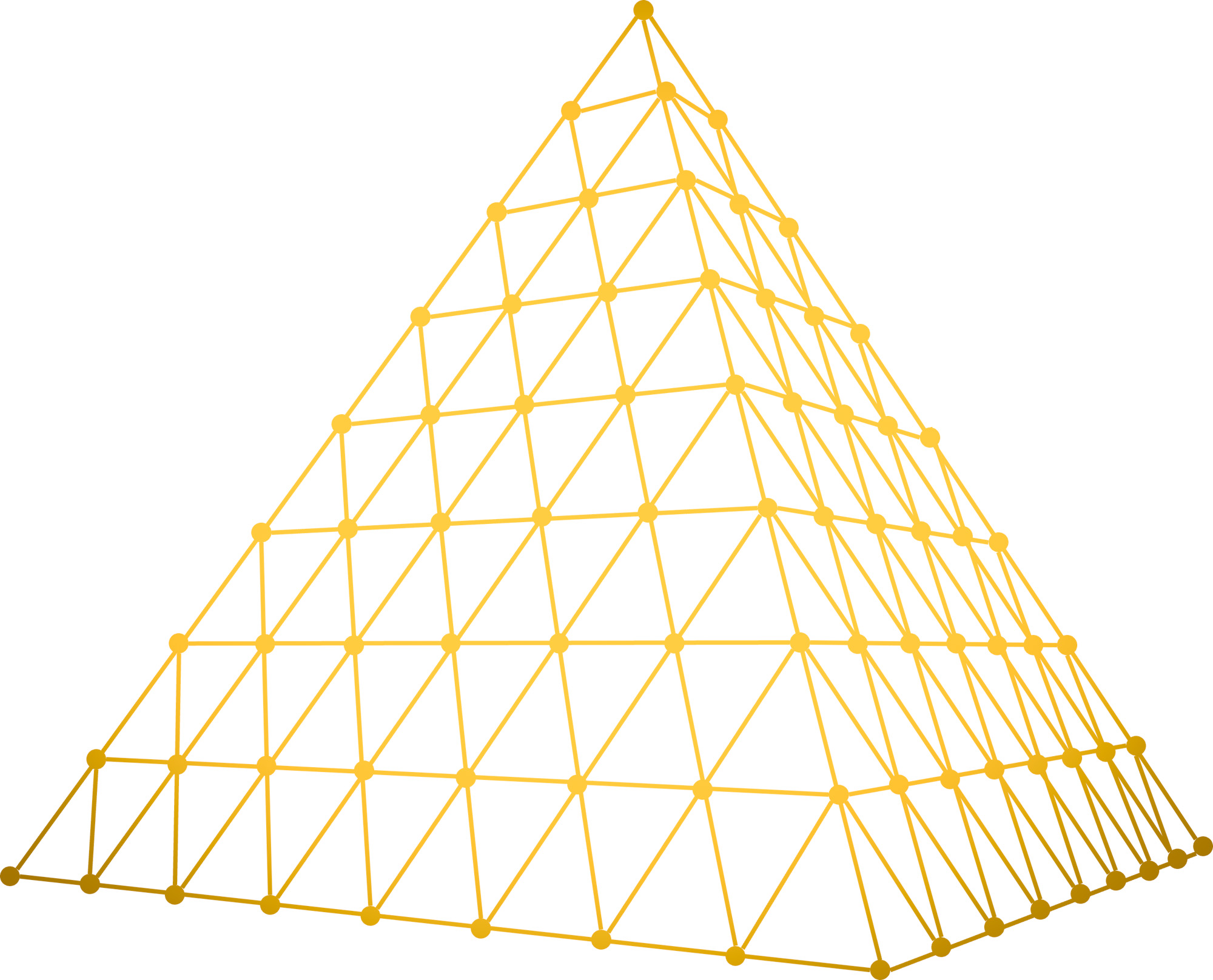 Grid-like pyramid with luminous effects